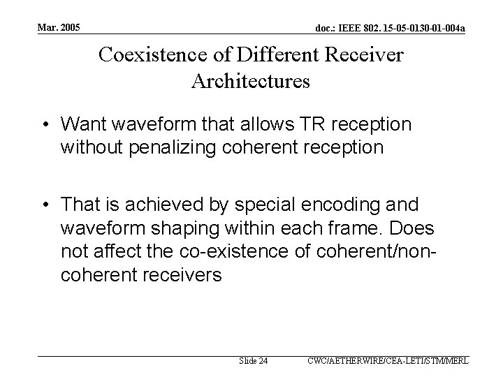 Mar. 2005 doc. : IEEE 802. 15 -05 -0130 -01 -004 a Coexistence of