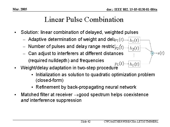 Mar. 2005 doc. : IEEE 802. 15 -05 -0130 -01 -004 a Linear Pulse