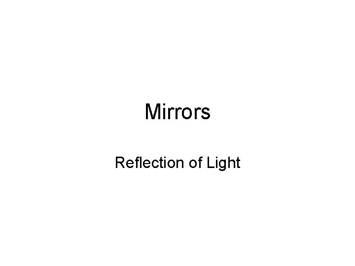 Mirrors Reflection of Light 