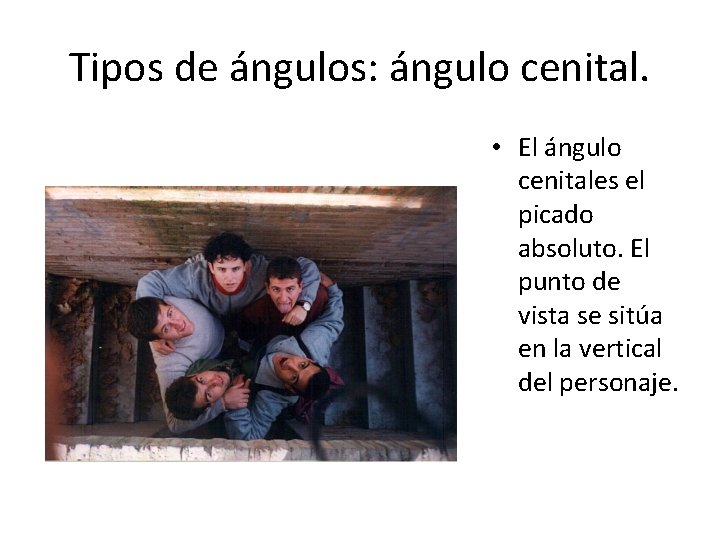 Tipos de ángulos: ángulo cenital. • El ángulo cenitales el picado absoluto. El punto