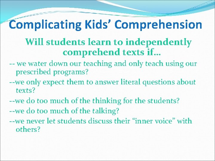 Presentation for Staff Teaching Comprehension More Effectively Andrea