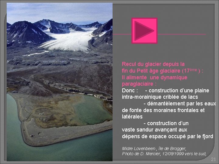 Recul du glacier depuis la fin du Petit âge glaciaire (17ème ) : Il