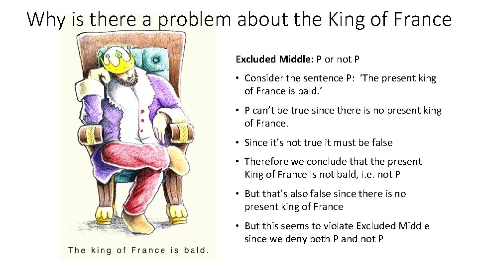 Why is there a problem about the King of France Excluded Middle: P or