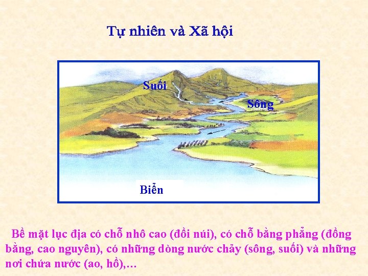 Suối Sông Biển Bề mặt lục địa có chỗ nhô cao (đồi núi), có