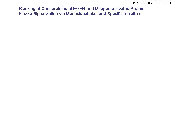 TÁMOP-4. 1. 2 -08/1/A-2009 -0011 Blocking of Oncoproteins of EGFR and Mitogen-activated Protein Kinase