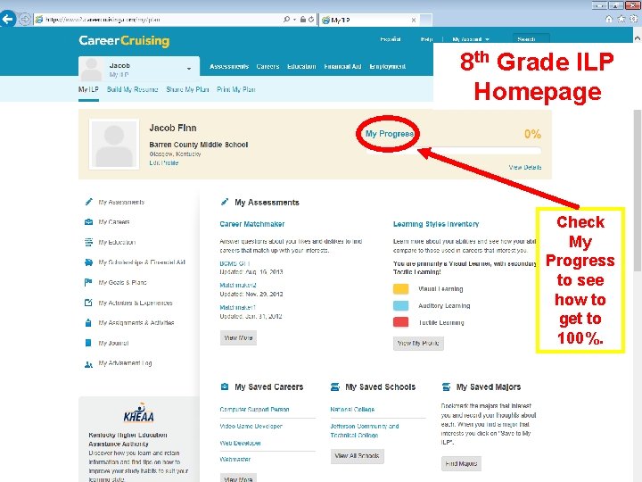 8 th Grade ILP Homepage Check My Progress to see how to get to