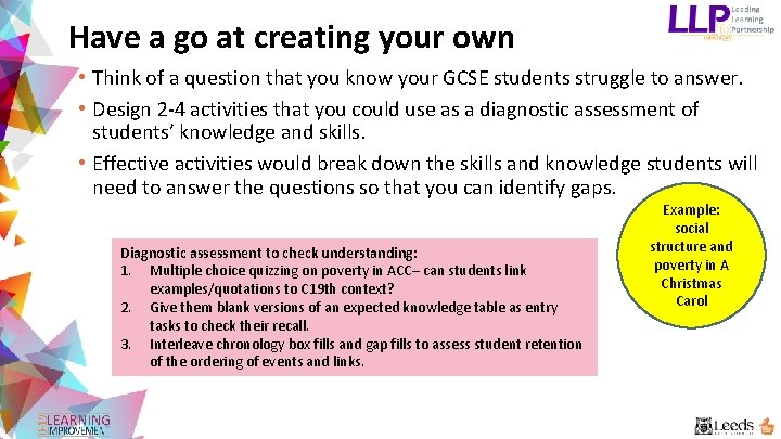 Have a go at creating your own • Think of a question that you