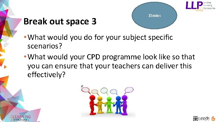 Break out space 3 15 mins • What would you do for your subject