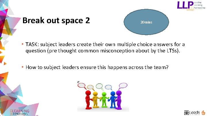 Break out space 2 20 mins • TASK: subject leaders create their own multiple