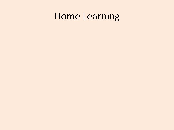 Home Learning 