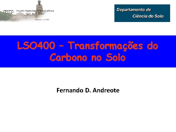 LSO 400 – Transformações do Carbono no Solo Fernando D. Andreote 