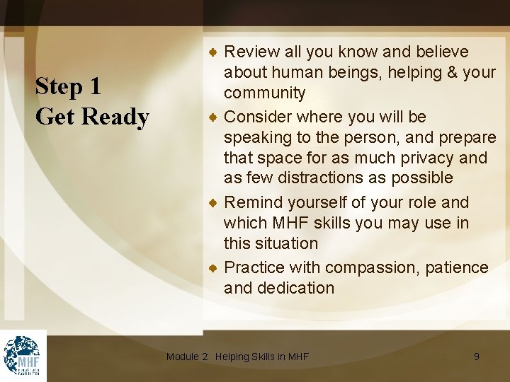Step 1 Get Ready Review all you know and believe about human beings, helping