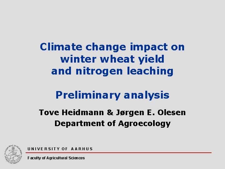 Climate change impact on winter wheat yield and