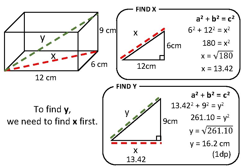 FIND X 9 cm y x x 6 cm 12 cm To find y,