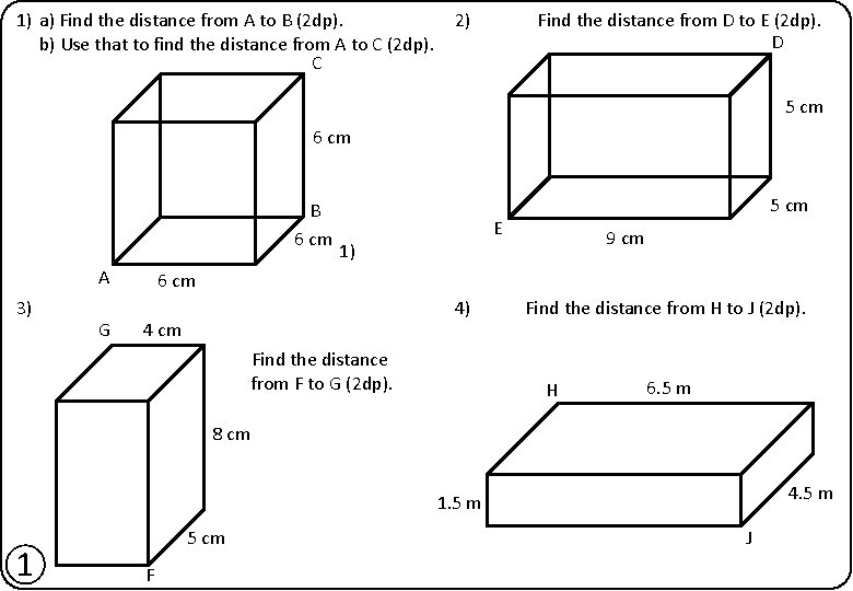 1) a) Find the distance from A to B (2 dp). b) Use that