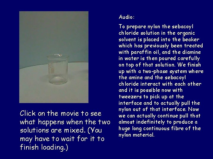 Audio: Click on the movie to see what happens when the two solutions are