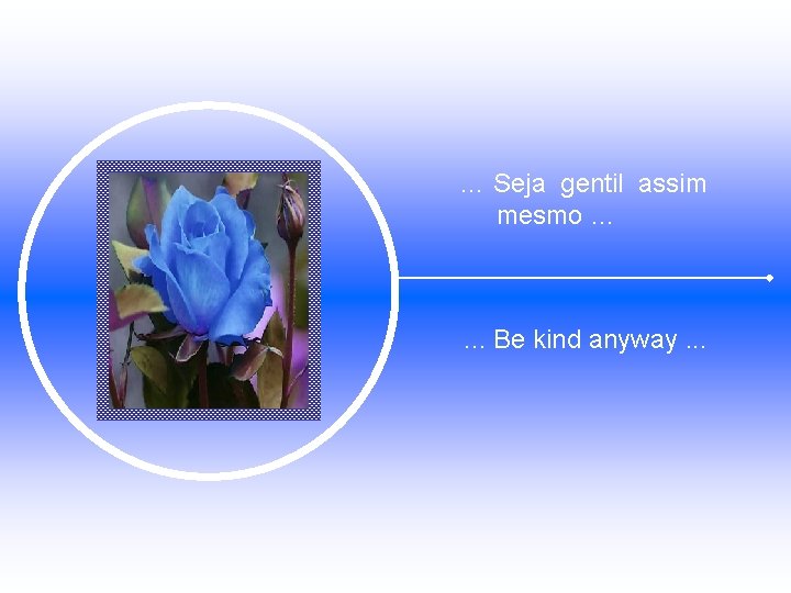 … Seja gentil assim mesmo … . . . Be kind anyway. . .