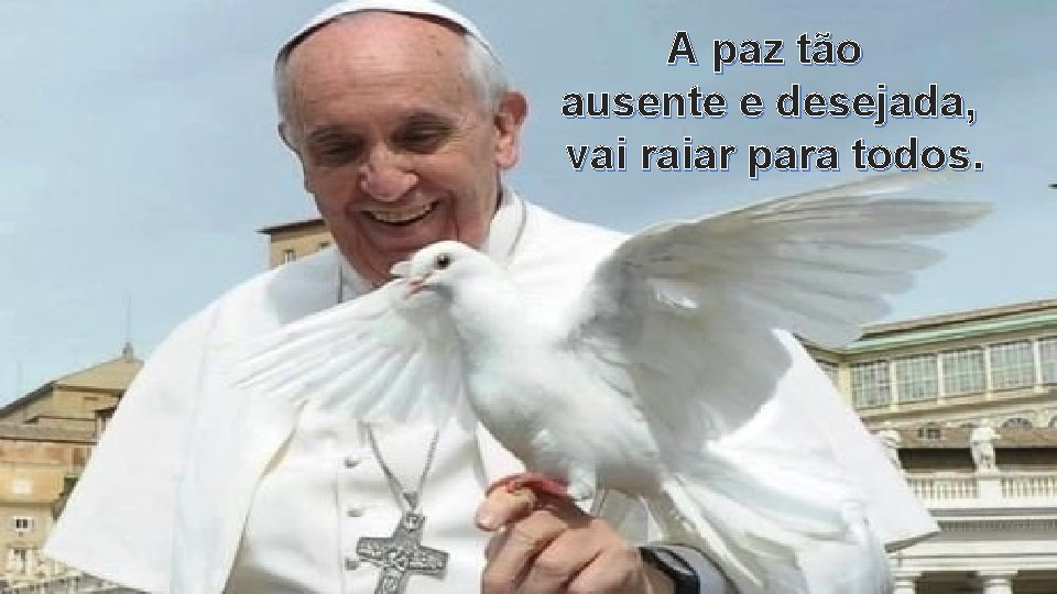 A paz tão ausente e desejada, vai raiar para todos. 