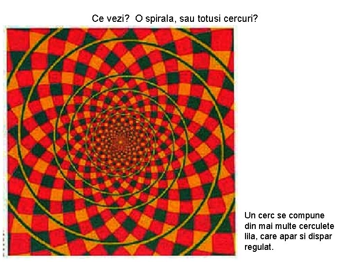 Ce vezi? O spirala, sau totusi cercuri? Un cerc se compune din mai multe