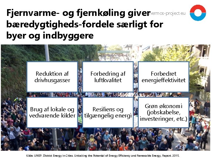 Fjernvarme- og fjernkøling giverthermos-project. eu bæredygtigheds-fordele særligt for byer og indbyggere Reduktion af drivhusgasser