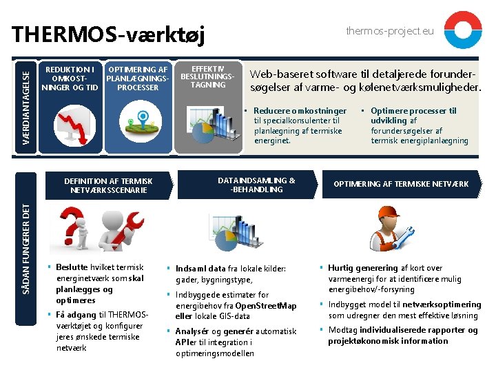 VÆRDIANTAGELSE THERMOS-værktøj REDUKTION I OMKOSTNINGER OG TID OPTIMERING AF PLANLÆGNINGSPROCESSER EFFEKTIV BESLUTNINGSTAGNING Web-baseret software