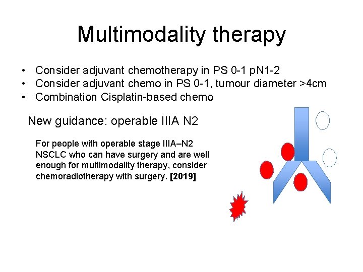 Multimodality therapy • Consider adjuvant chemotherapy in PS 0 -1 p. N 1 -2