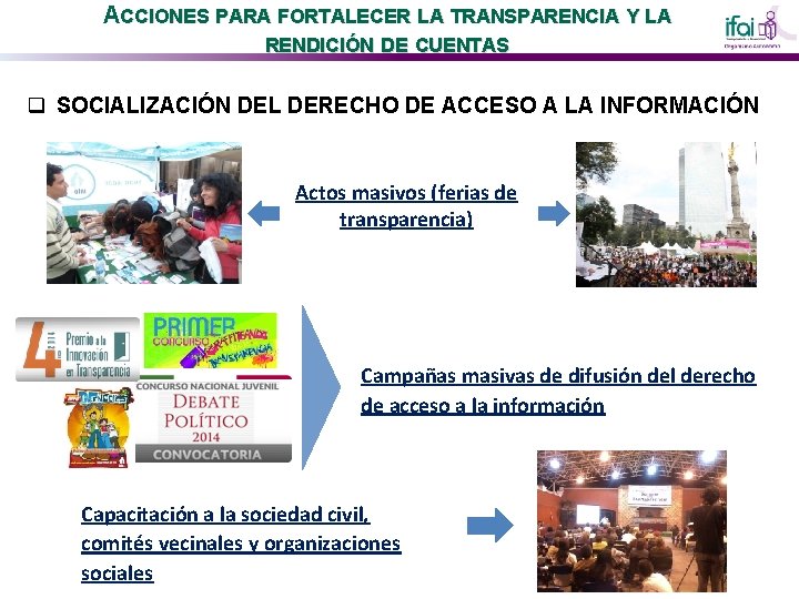 ACCIONES PARA FORTALECER LA TRANSPARENCIA Y LA RENDICIÓN DE CUENTAS q SOCIALIZACIÓN DEL DERECHO