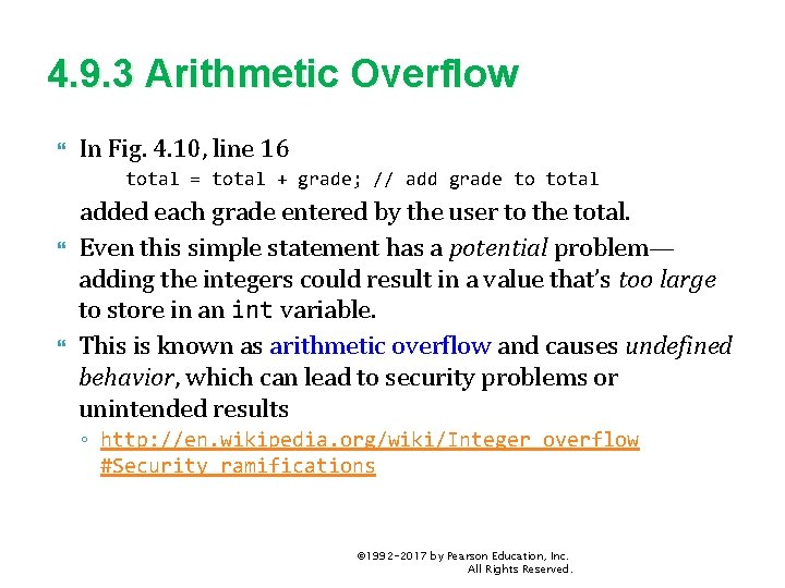 4. 9. 3 Arithmetic Overflow In Fig. 4. 10, line 16 total = total