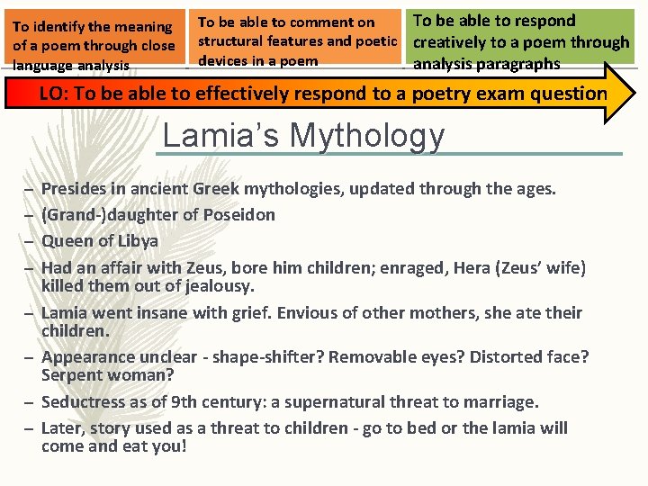 To identify the meaning of a poem through close language analysis To be able