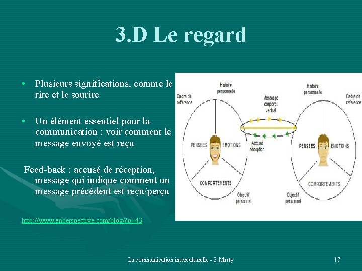 3. D Le regard • Plusieurs significations, comme le rire et le sourire •