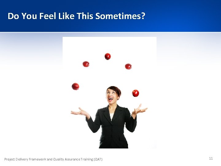 Do You Feel Like This Sometimes? Project Delivery Framework and Quality Assurance Training (QAT)