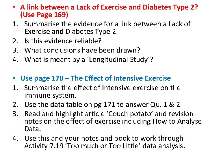  • A link between a Lack of Exercise and Diabetes Type 2? (Use
