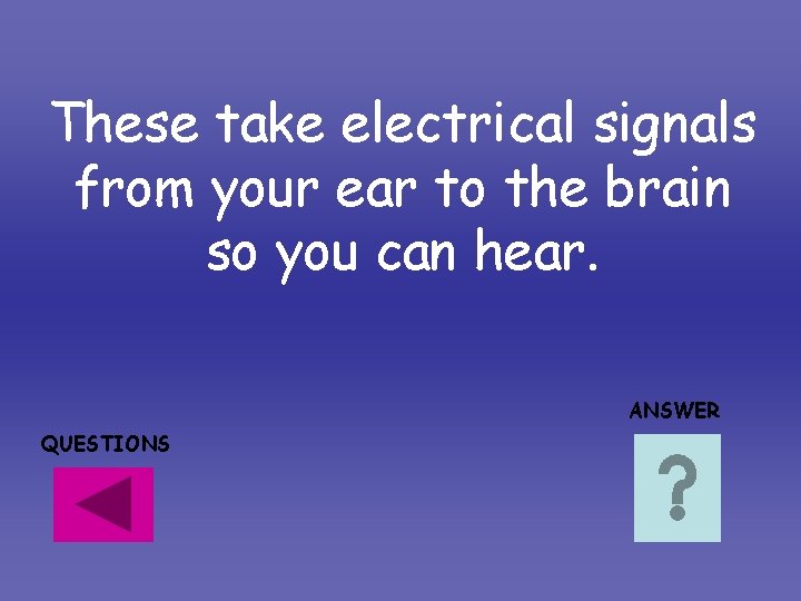 These take electrical signals from your ear to the brain so you can hear. These take electrical signals from your ear to the brain so you can hear.