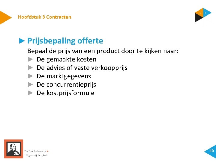 Hoofdstuk 3 Contracten ► Prijsbepaling offerte Bepaal de prijs van een product door te