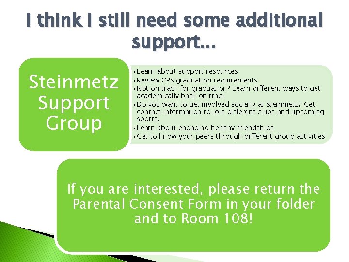 I think I still need some additional support… Steinmetz Support Group • Learn about