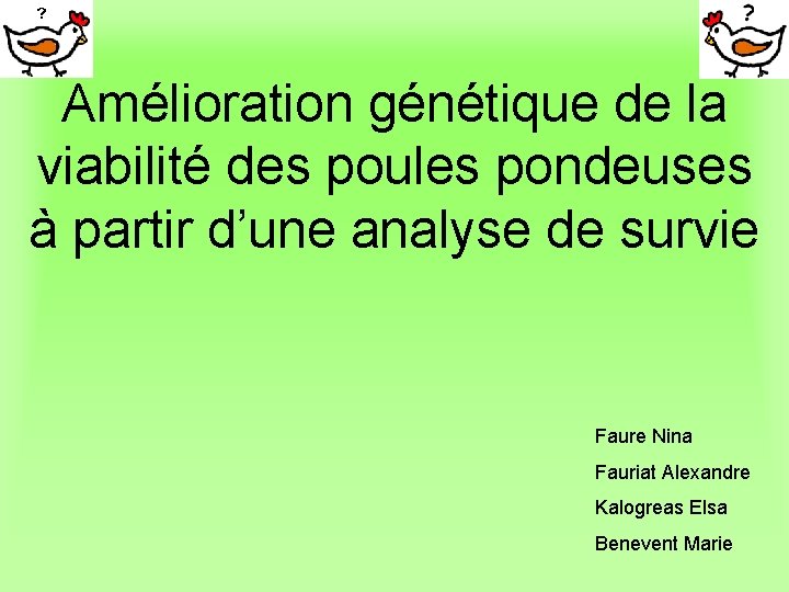 Amélioration génétique de la viabilité des poules pondeuses à partir d’une analyse de survie