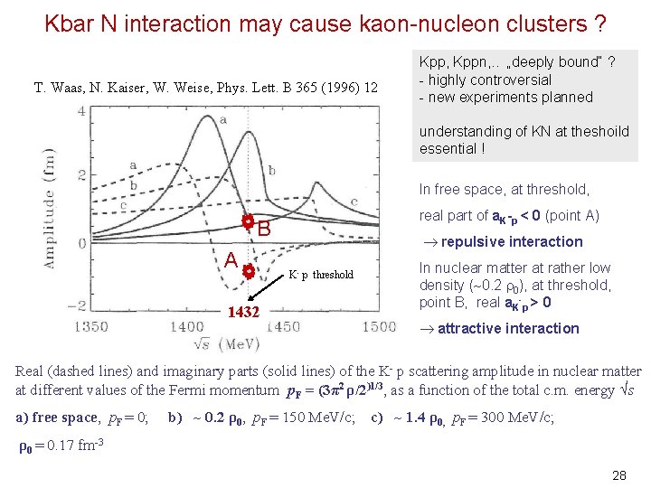 Kbar N interaction may cause kaon-nucleon clusters ? T. Waas, N. Kaiser, W. Weise,