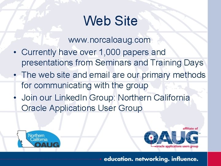 Web Site www. norcaloaug. com • Currently have over 1, 000 papers and presentations