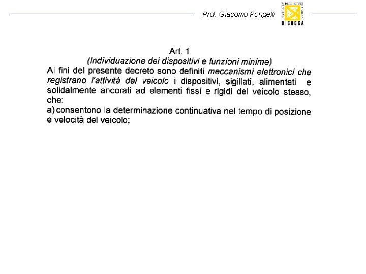 Prof. Giacomo Pongelli Prof. Giacomo Pongelli