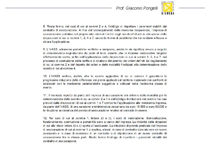 Prof. Giacomo Pongelli Prof. Giacomo Pongelli