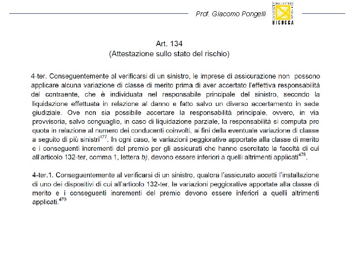 Prof. Giacomo Pongelli Prof. Giacomo Pongelli
