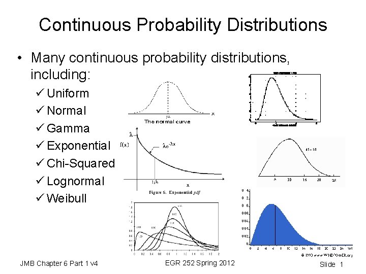 Continuous Probability Distributions • Many continuous probability distributions, including: ü Uniform ü Normal ü