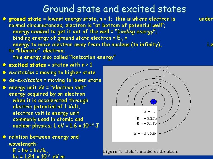 Ground state and excited states l ground state = lowest energy state, n =