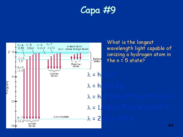 Capa #9 What is the longest wavelength light capable of ionizing a hydrogen atom