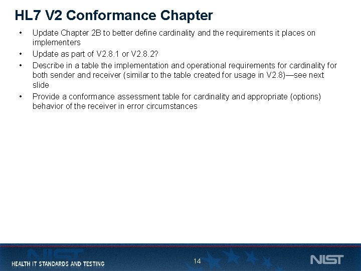 HL 7 V 2 Conformance Chapter • • Update Chapter 2 B to better