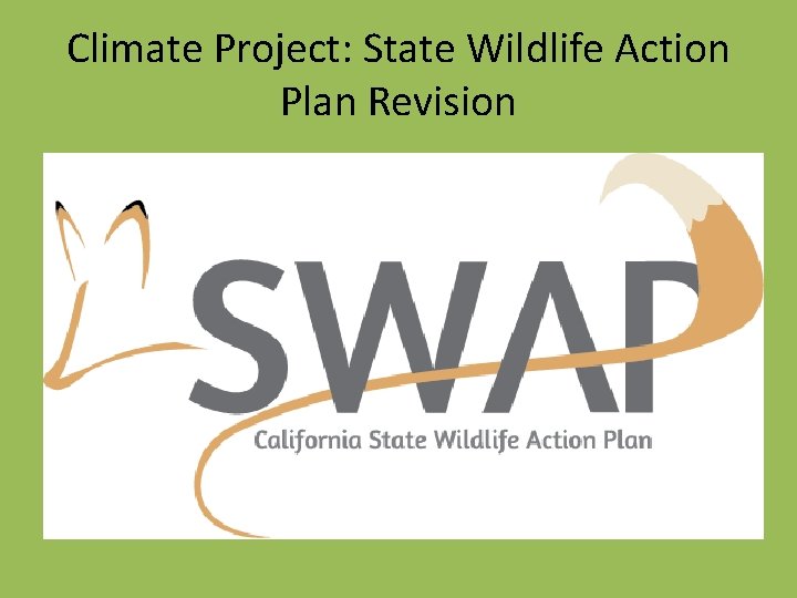 Climate Project: State Wildlife Action Plan Revision Climate Project: State Wildlife Action Plan Revision