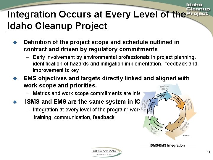 Integration Occurs at Every Level of the Idaho Cleanup Project u Definition of the