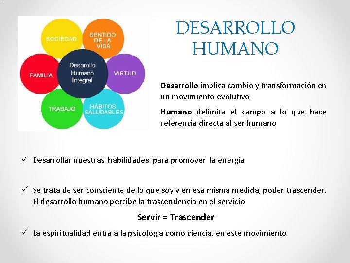 DESARROLLO HUMANO Desarrollo implica cambio y transformación en un movimiento evolutivo Humano delimita el DESARROLLO HUMANO Desarrollo implica cambio y transformación en un movimiento evolutivo Humano delimita el