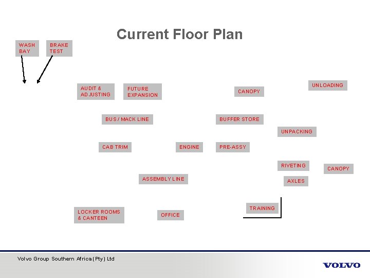 WASH BAY Current Floor Plan BRAKE TEST AUDIT & ADJUSTING UNLOADING FUTURE EXPANSION CANOPY