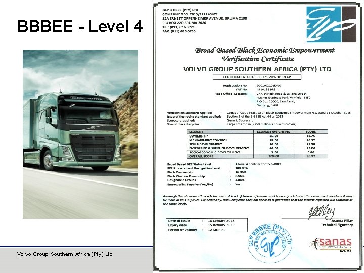 BBBEE - Level 4 Volvo Group Southern Africa (Pty) Ltd 